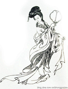 cn 嫦娥飞天 神话人物 工笔画 绘画 美术 白描 线描 李云中 传统人物