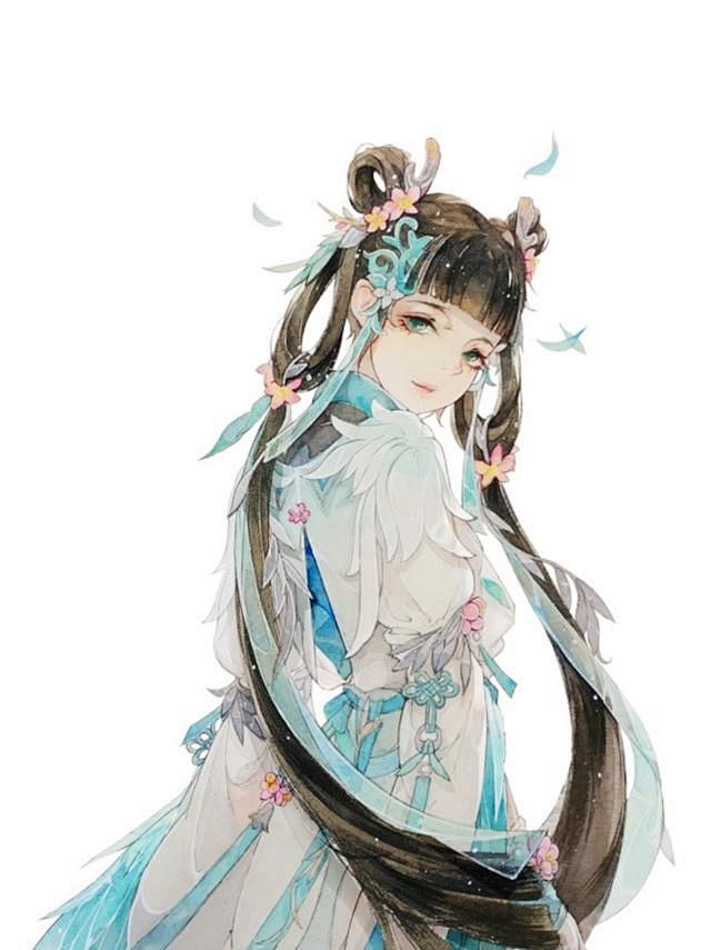 古风动漫小仙女头像娥娥红粉妆纤纤出素手