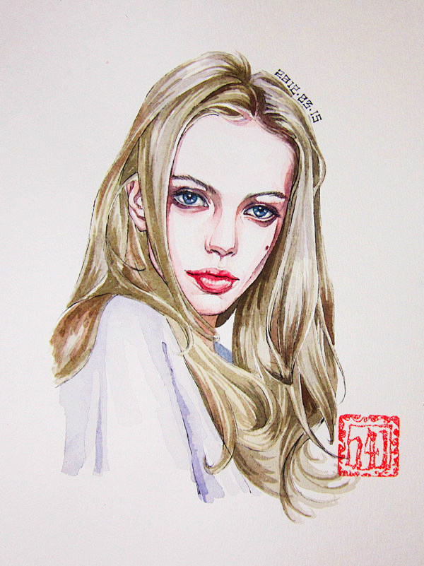 马克笔绘画的女性插画哦