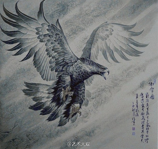 com 中国画里的雄鹰展翅图 photo.weibo.com