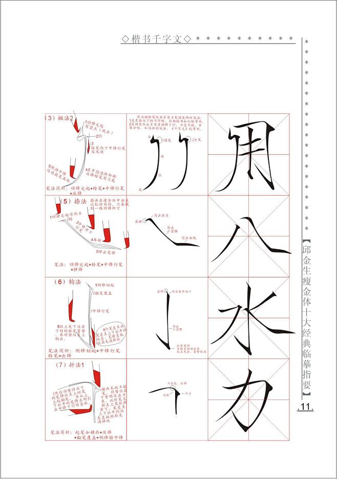 瘦金体笔画2