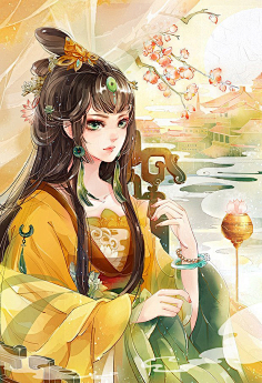 com 古风古装美女水彩上色临摹步骤 sai手绘人物插画素材300张xf003