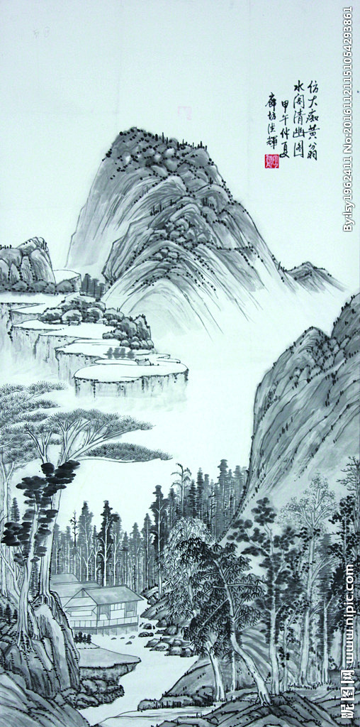 山水画中国风中国水墨画水墨画古画古代山水画中国元素画国画文化艺术