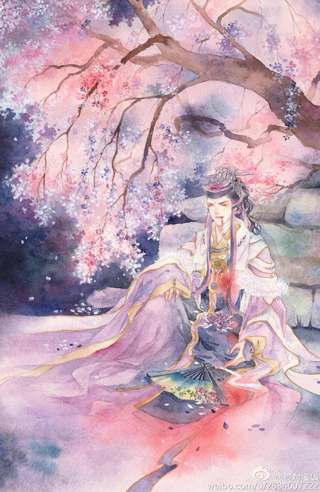 古风手绘插画砚对溪华