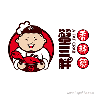 蟹三胖餐饮美食logo设计