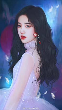沫无言采集到转手绘 微博:绘美人睿麻手绘   鞠婧祎手绘图 转
