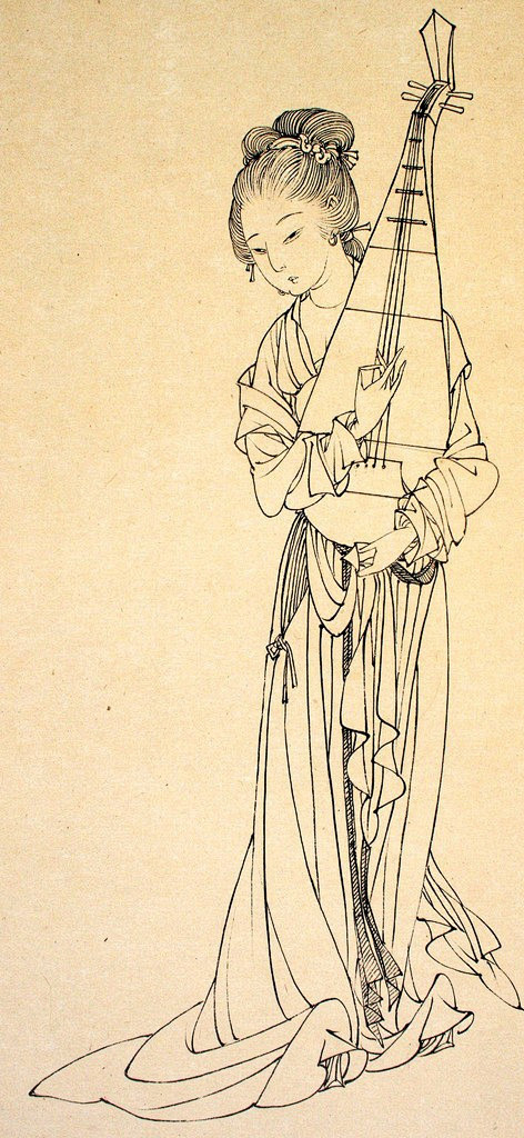 蔡岚工笔人物白描图