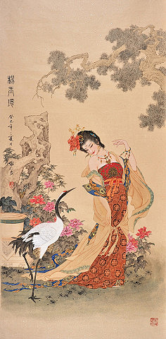 工笔画四大美女杨玉环