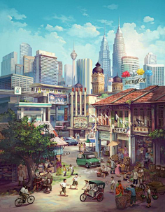 插画-建筑街景