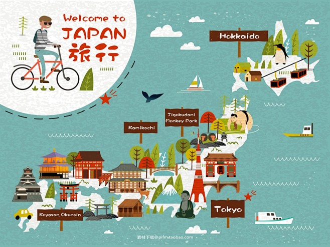 矢量可下载 日本插画 日本旅行地图 建筑文化 日本旅游 日本设计 日本