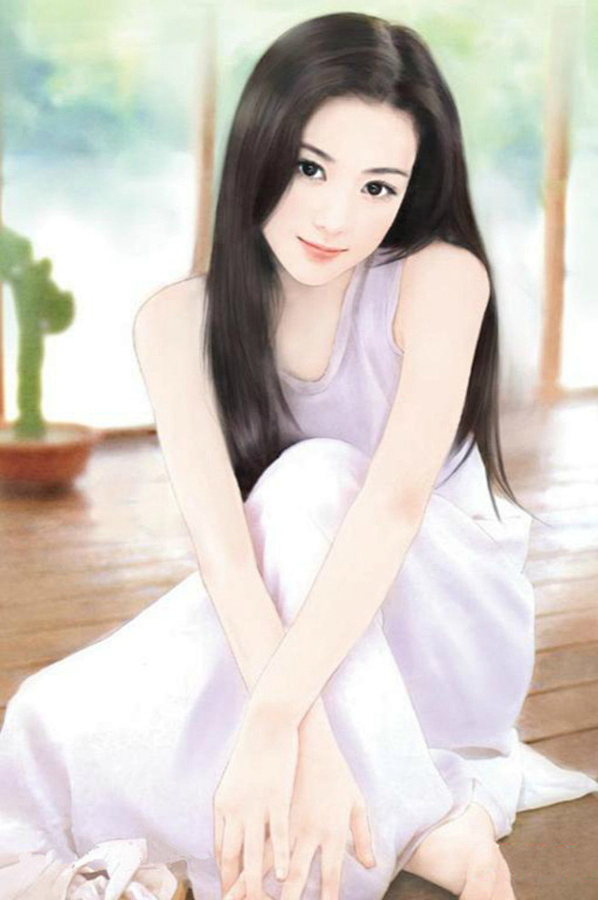 手绘美女 现代