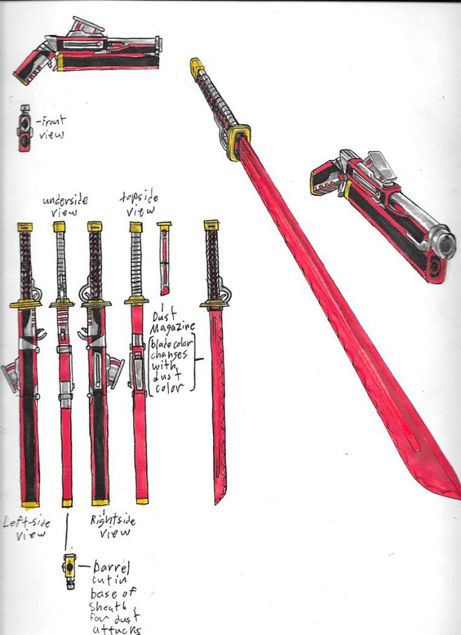 紫瞳魔星采集到武器  采集 deviantart.com rwby weapon diagram.