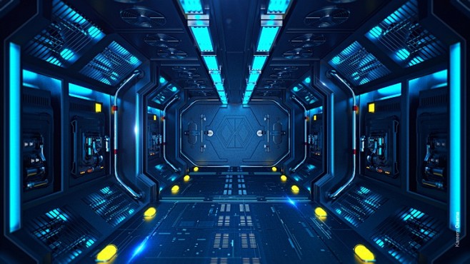 科幻空间科技背景科技感背景科幻空间太空船太空船舱未来科技背景图片
