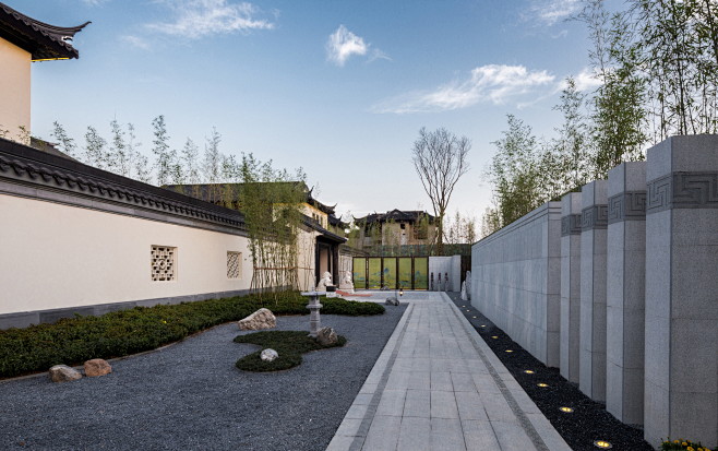 路江南板书特色铺装枯山水景墙景观设计(S的情调负数v板书图片