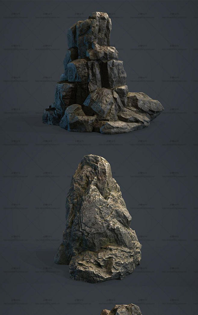 次世代石头3d模型贴图3dsmaxfbxobj游戏美术场景建模参考素材淘宝网