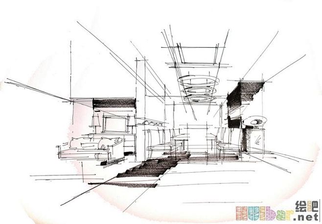 建筑室内手绘效果图