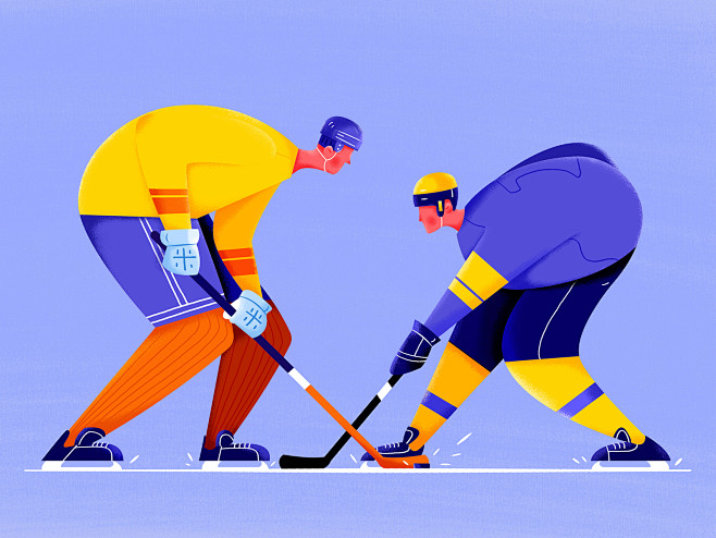 路小崎从月明·转采于2020-06-17 09:34:03ice hockey插画——扁平