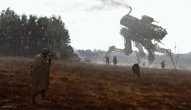 20实际早期攻击东欧农民的机甲机器人和狼.