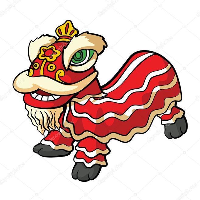 传统的中国舞狮白色背景上孤立