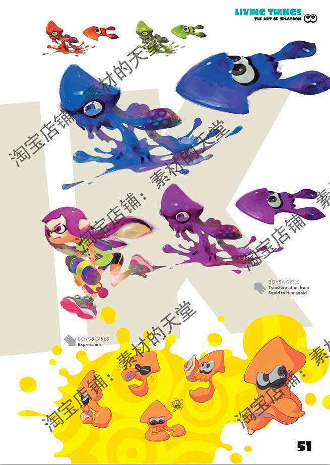 n86日式游戏喷射战士美术素材乌贼娘角色原画道具设定素材参考淘宝网