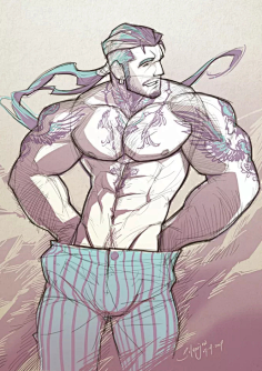 人物线稿-花瓣网|陪你做生活的设计师 | 当肌肉男被画成漫画,这也太帅