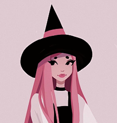 粉色小魔女插画参考