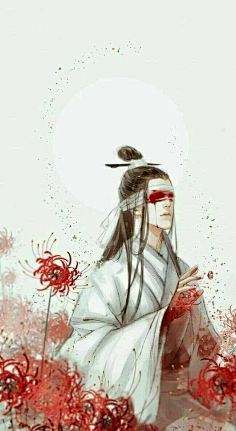 古风白衣男子,彼岸花