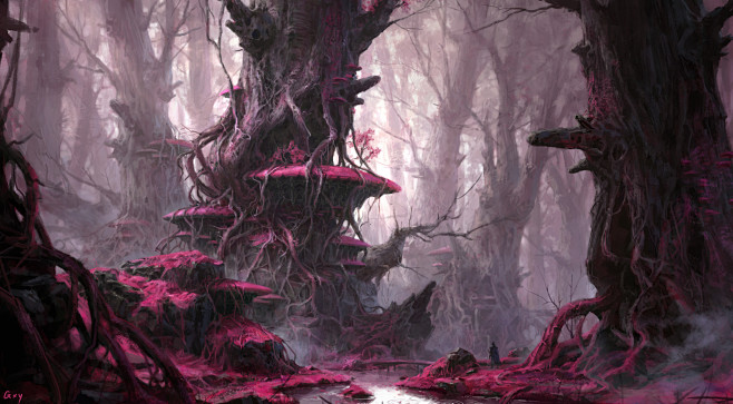 高许阳作品血雾森林场景原画气氛图游戏原画