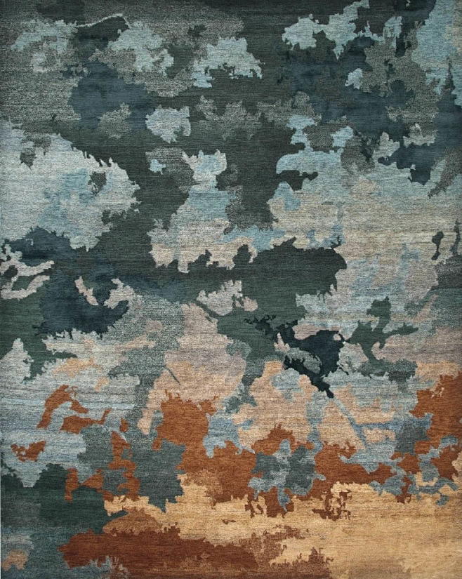 现代风格墨蓝色抽象图案地毯贴图