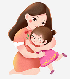 com 手绘可爱人物插图母亲节拥抱妈妈 51yuansu.