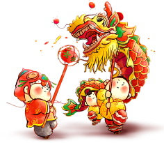 手绘-花瓣网|陪你做生活的设计师 舞狮 舞龙插画素材舞龙卡通图片