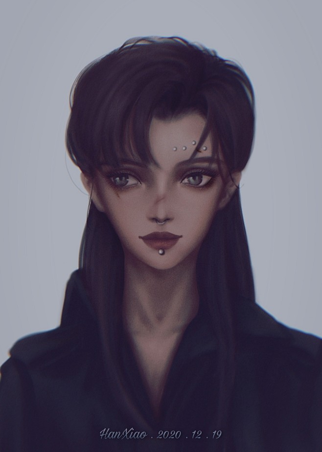 procreate板绘厚涂黑皮超a小姐姐人像受伤妆