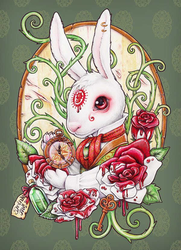 精美手绘复古风欧洲神话故事爱丽丝兔子绿野仙踪插画16