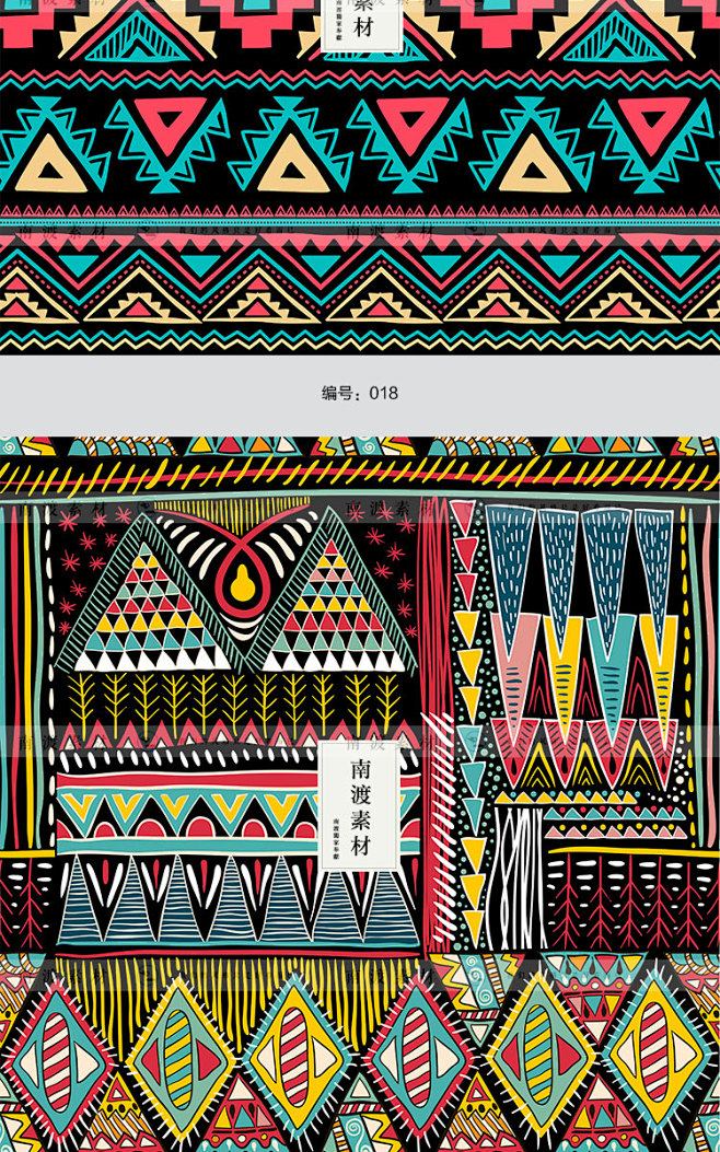 com 少数民族藏族特色花纹波西米亚风格纹理背景图案设计矢量图片素材
