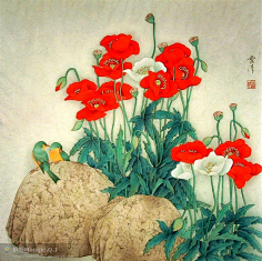 中国画古风工笔花鸟