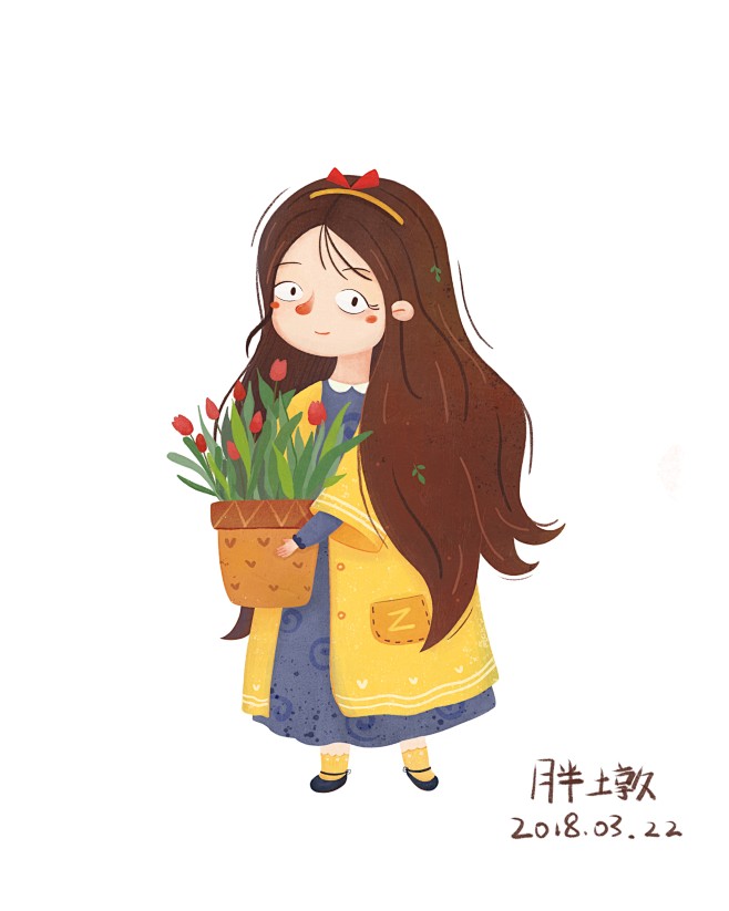 卖花小女孩by胖墩br儿童插画