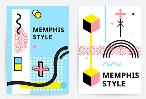 国外时尚几何图形排列布局创意海报背景矢量设