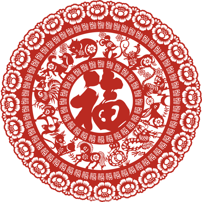 春节福字剪纸png