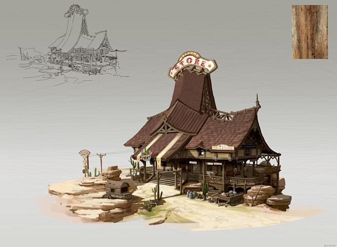 场景设计作品洛克猴杜震混合建筑设计场景设计cg