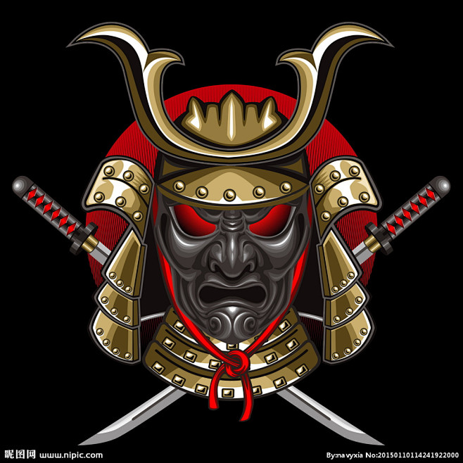 日本武士头盔 卡通图片
