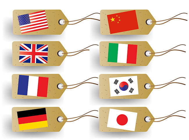 标签国旗美国国旗中国国旗英国国旗俄罗斯国旗韩国国 矢量素材 Http Www Sucaifengbao Com Vector Eps