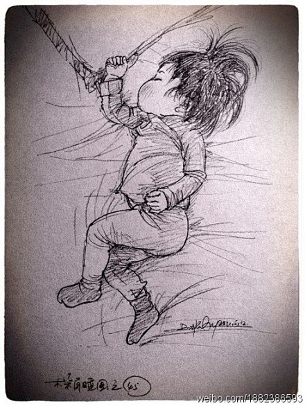 有爱爸爸速写本子笔下的木朵百睡图42老泥鳅素描论坛