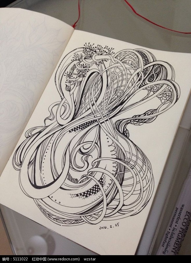 几何抽象插画几何纹样图案插画平面构成基础手绘黑白装饰图案手绘黑白