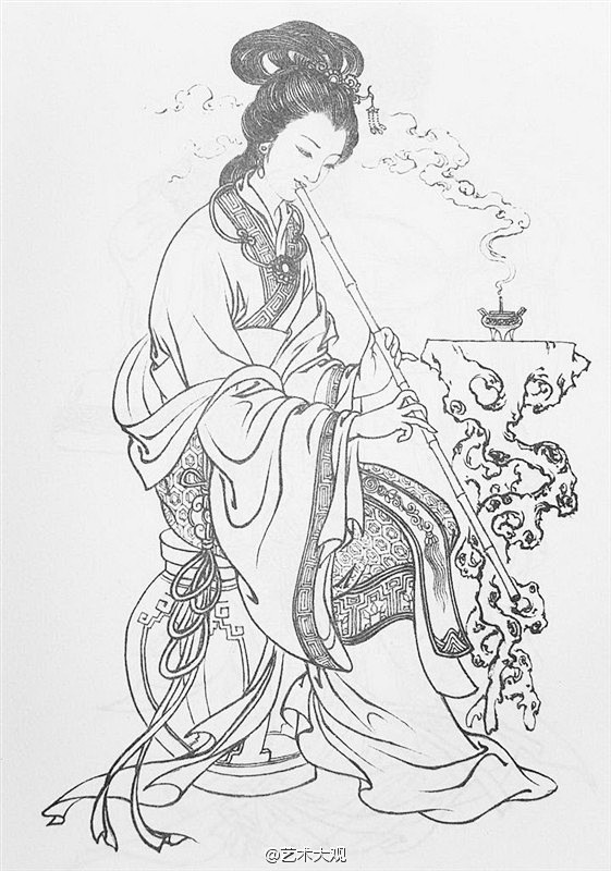 国画白描人物作品欣赏