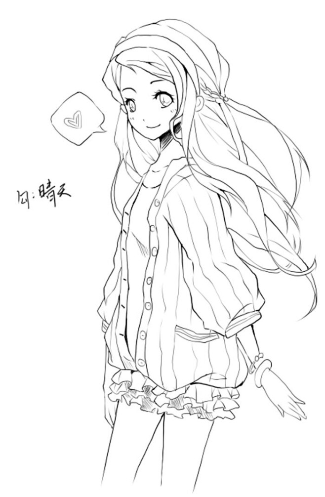 果冻线稿动漫黑白素材插画手帐