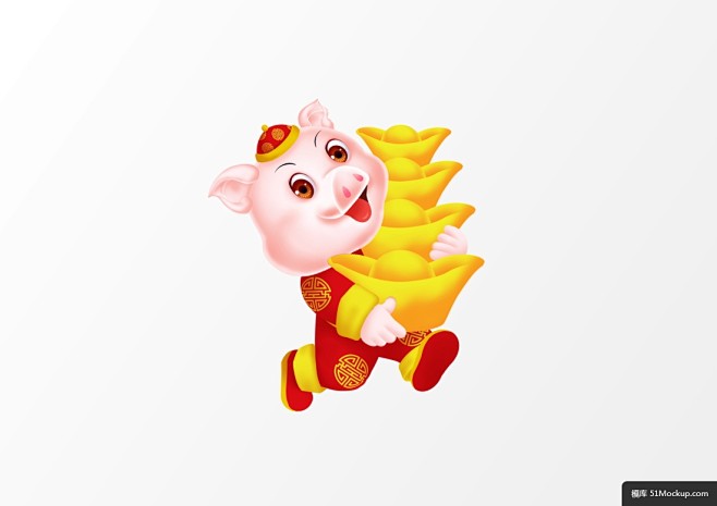猪年卡通2019红色喜庆红包发财小猪019模板平面设计