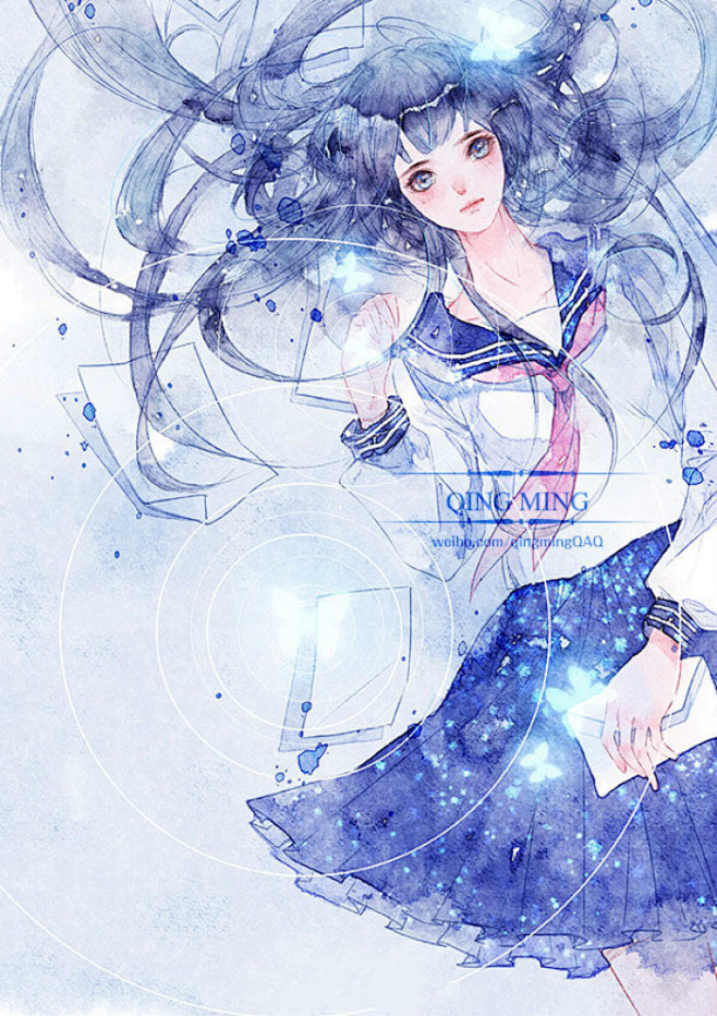 被水淹没不知所措绘师清茗