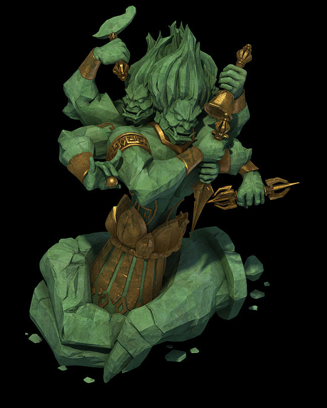 25d三维游戏卡通古代神像石像模型