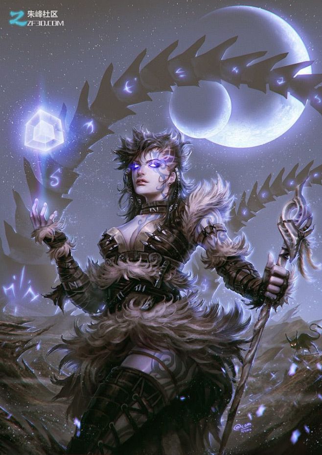 pscg原画绘制女黑魔法师karracg教程朱峰社区3d教程