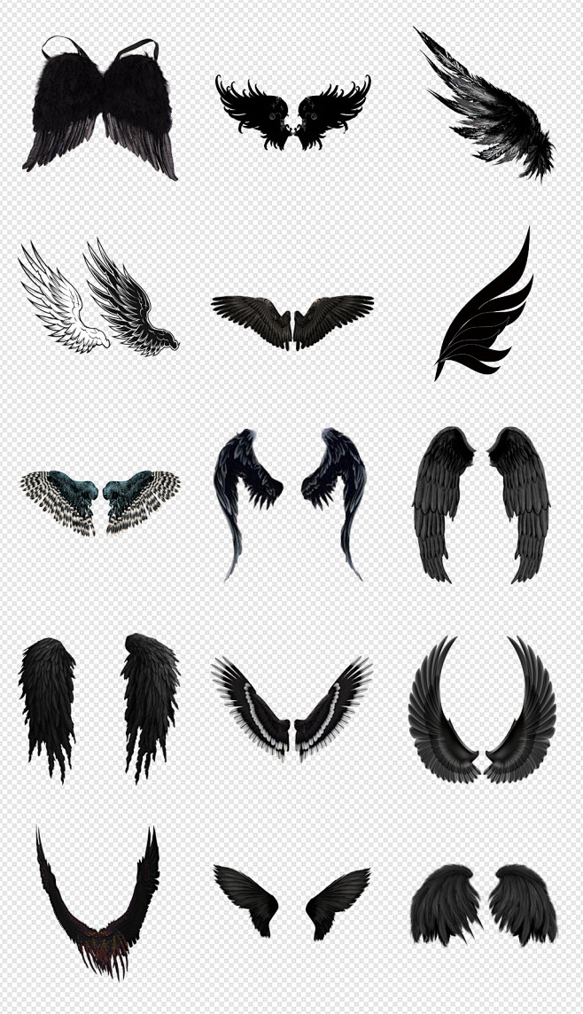 ah猪采集到素材 黑色翅膀邪恶恶魔恐怖翅膀png免抠透明素材